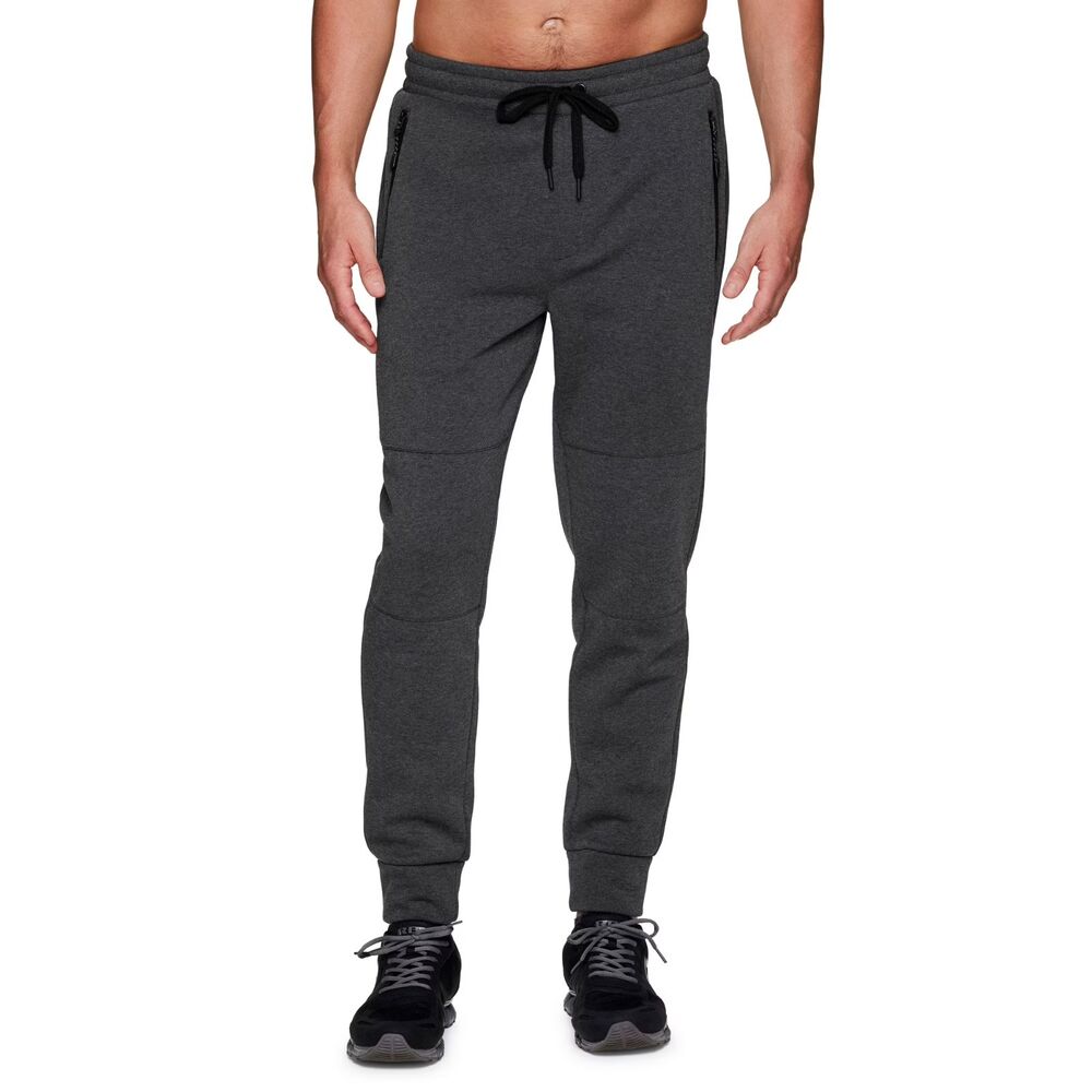 RBX Active Men's Comfort Fit Fleece Pants with Zipper Pockets Charcoal Sz L